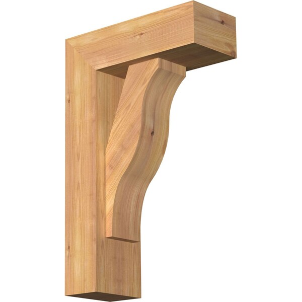 Ekena Millwork Funston Block Smooth Bracket w/ Offset Brace, Western Red Cedar, 5 1/2"W x 14"D x 22"H BKT0604X14X22FST05SWR - main